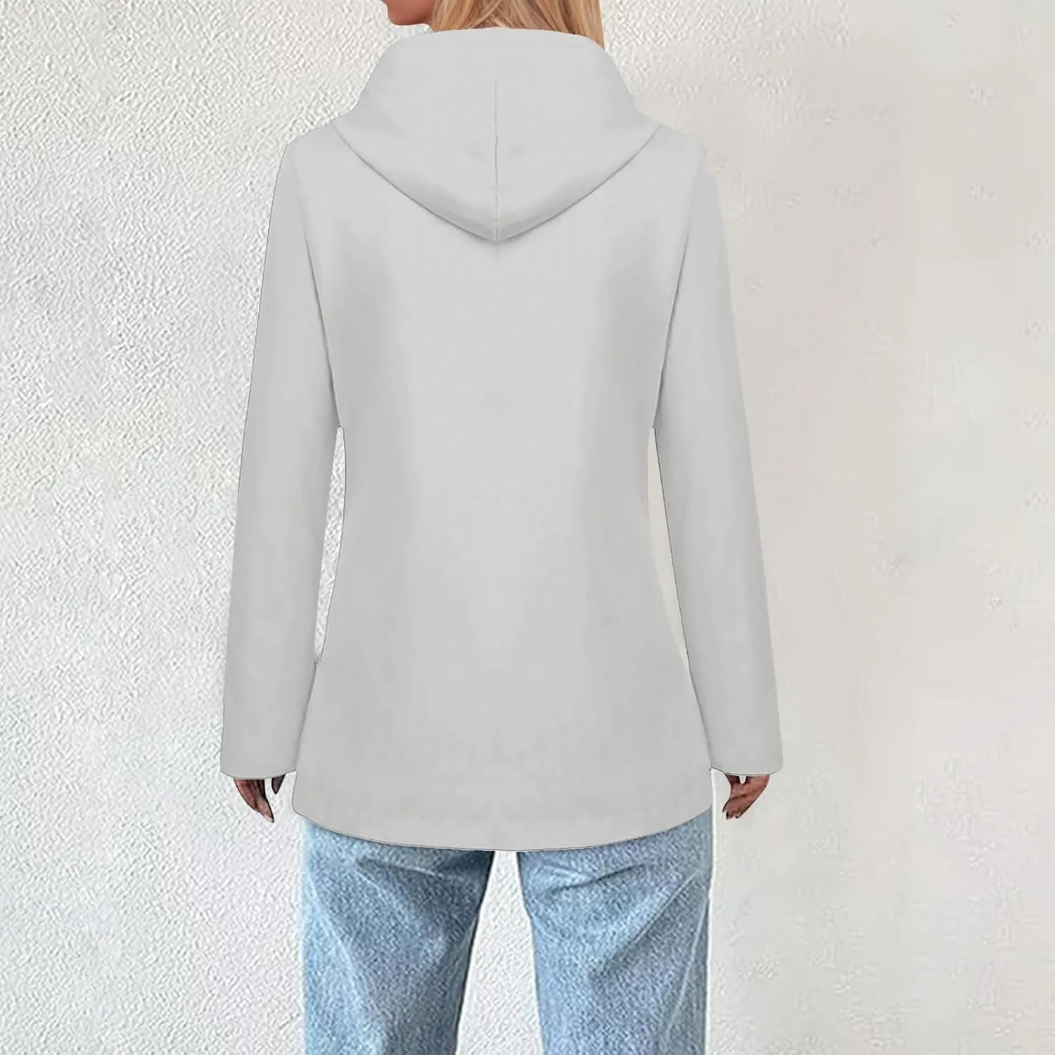 Lmdudan 2024 Trendy Waterproof Rain Jacket for Women Lightweight Zip Up Long Hooded Raincoat Outdoor Fleece Lined Trench Coat