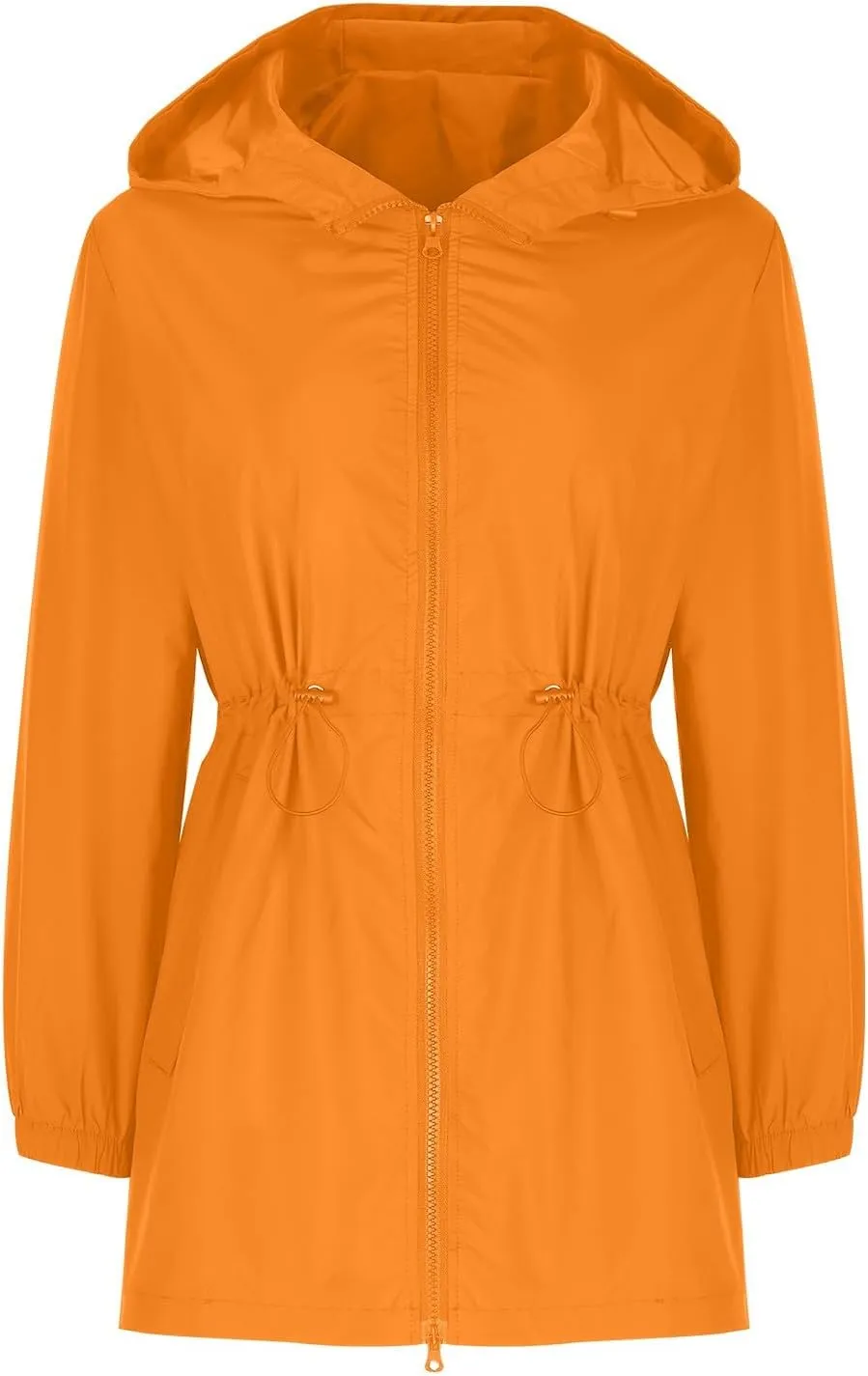 Lmdudan Women Long Raincoat with Hood Outdoor Lightweight Windbreaker Rain Jacket Waterproof Hiking Casual Softshell Jackets