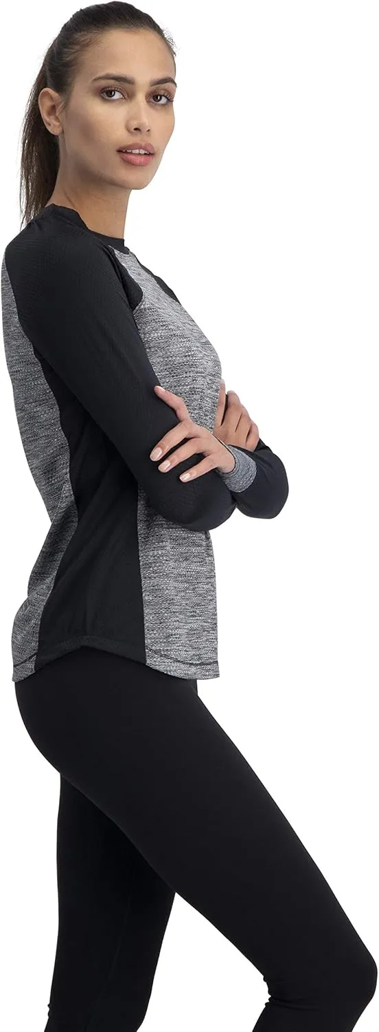 Long Sleeve Compression Workout Tops for Women - Thermal Running Shirt, Dry Fit w/Thumbholes