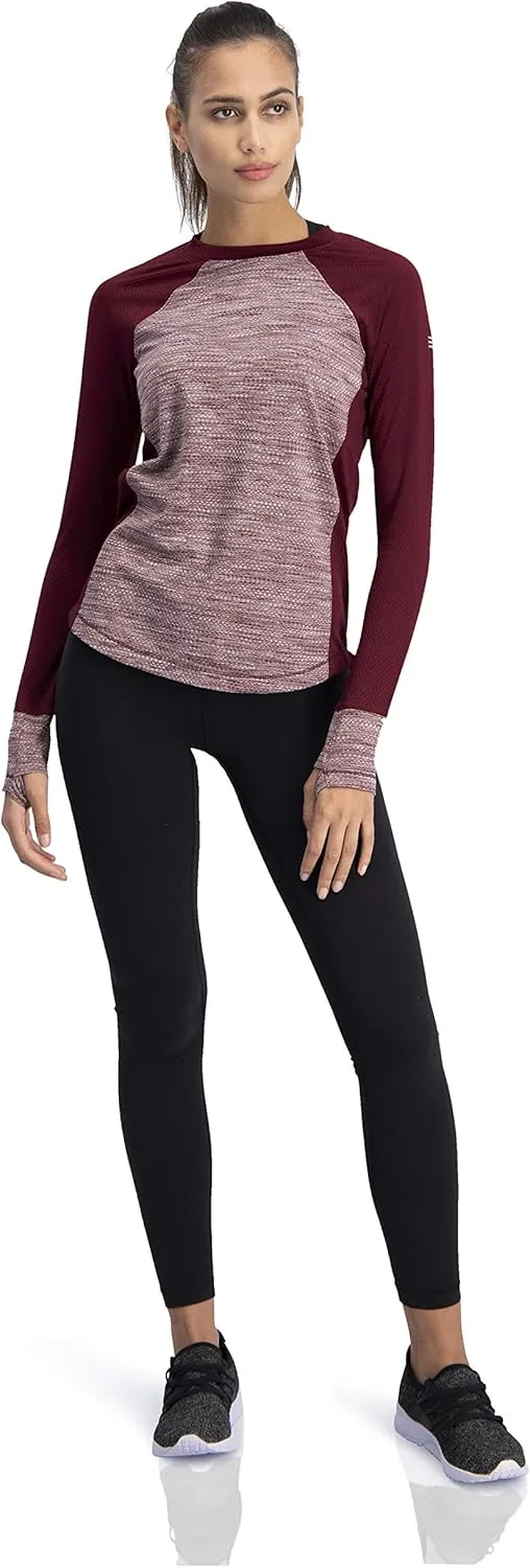 Long Sleeve Compression Workout Tops for Women - Thermal Running Shirt, Dry Fit w/Thumbholes
