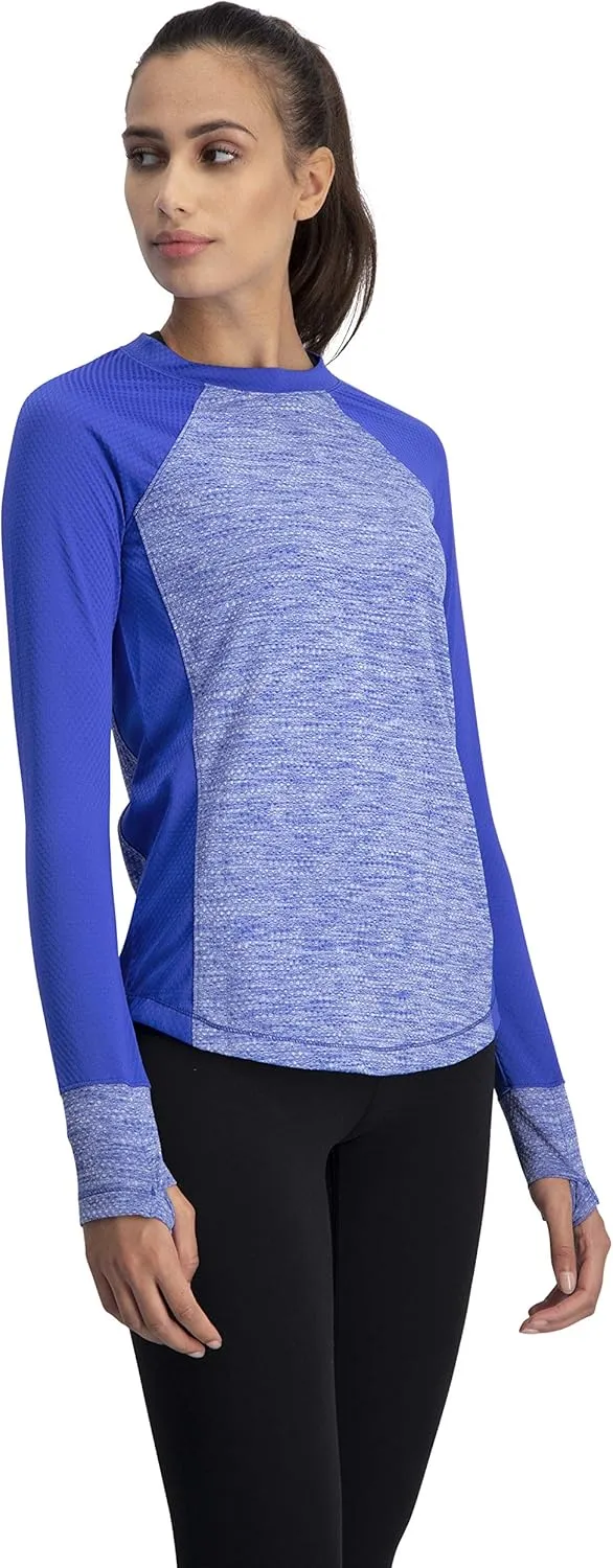 Long Sleeve Compression Workout Tops for Women - Thermal Running Shirt, Dry Fit w/Thumbholes