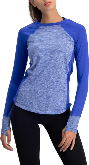 Long Sleeve Compression Workout Tops for Women - Thermal Running Shirt, Dry Fit w/Thumbholes