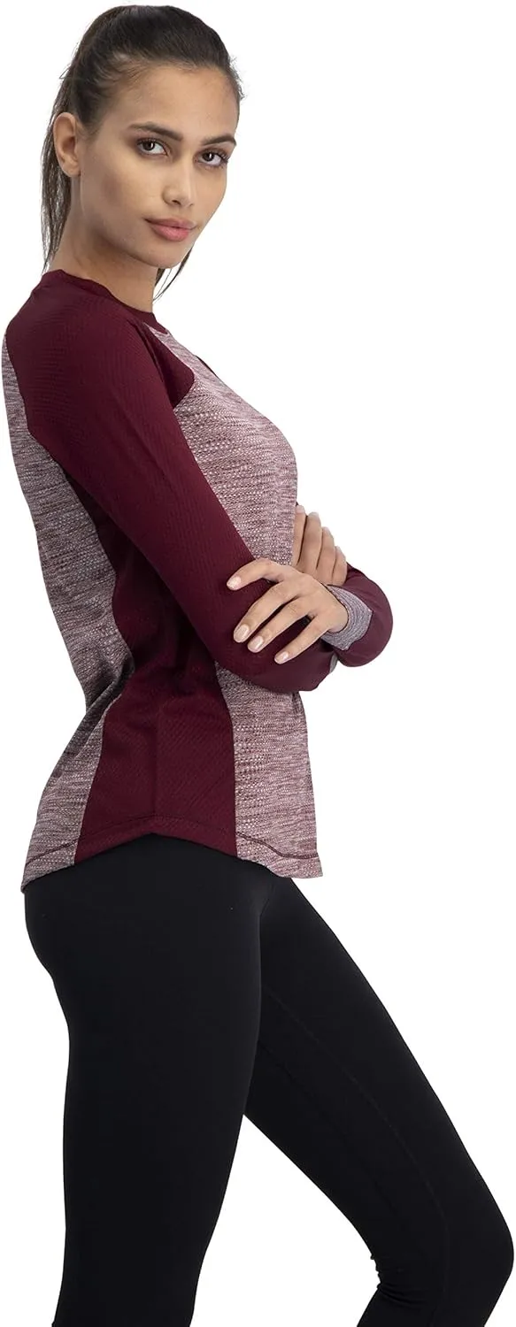 Long Sleeve Compression Workout Tops for Women - Thermal Running Shirt, Dry Fit w/Thumbholes