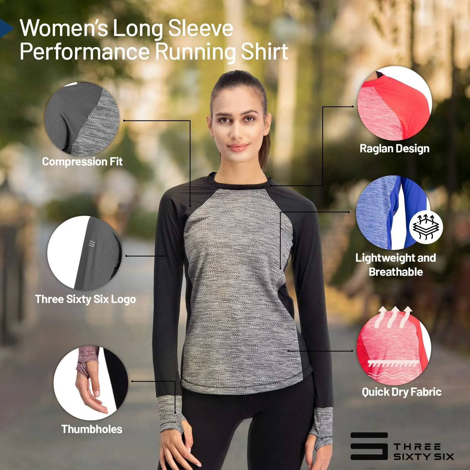 Long Sleeve Compression Workout Tops for Women - Thermal Running Shirt, Dry Fit w/Thumbholes