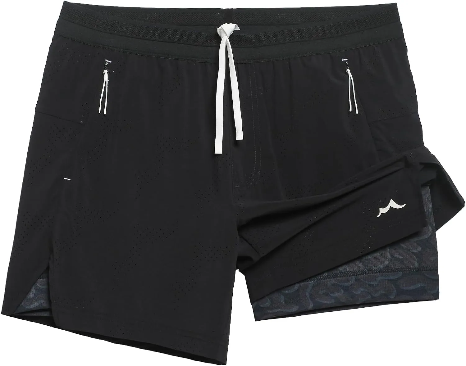 maamgic Mens 2 in 1 Running Shorts 5" Gym Workout Shorts with Zipper Pockets