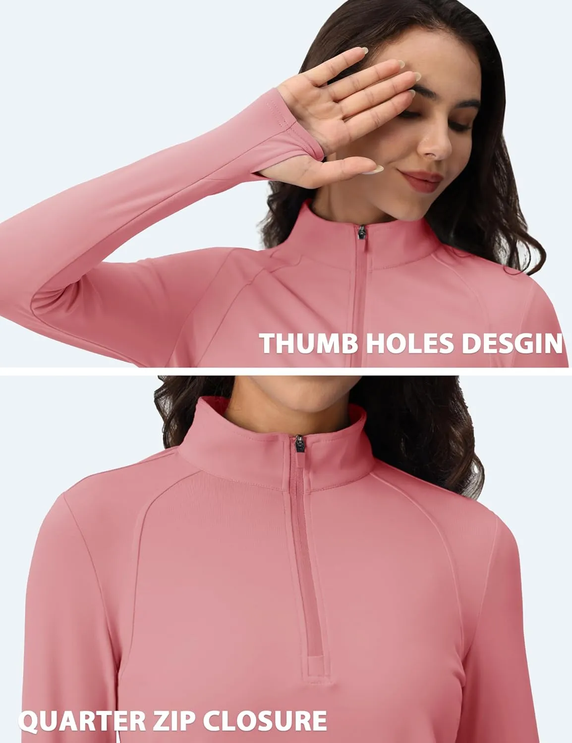 MAGCOMSEN Womens 1/4 Quarter Zip Workout Pullover Thermal Running Jackets with Pockets Athletic Long Sleeve Shirts Base Layer