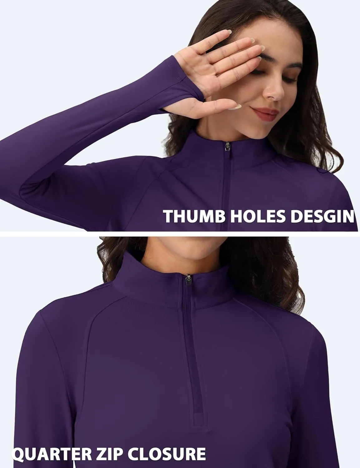 MAGCOMSEN Womens 1/4 Quarter Zip Workout Pullover Thermal Running Jackets with Pockets Athletic Long Sleeve Shirts Base Layer