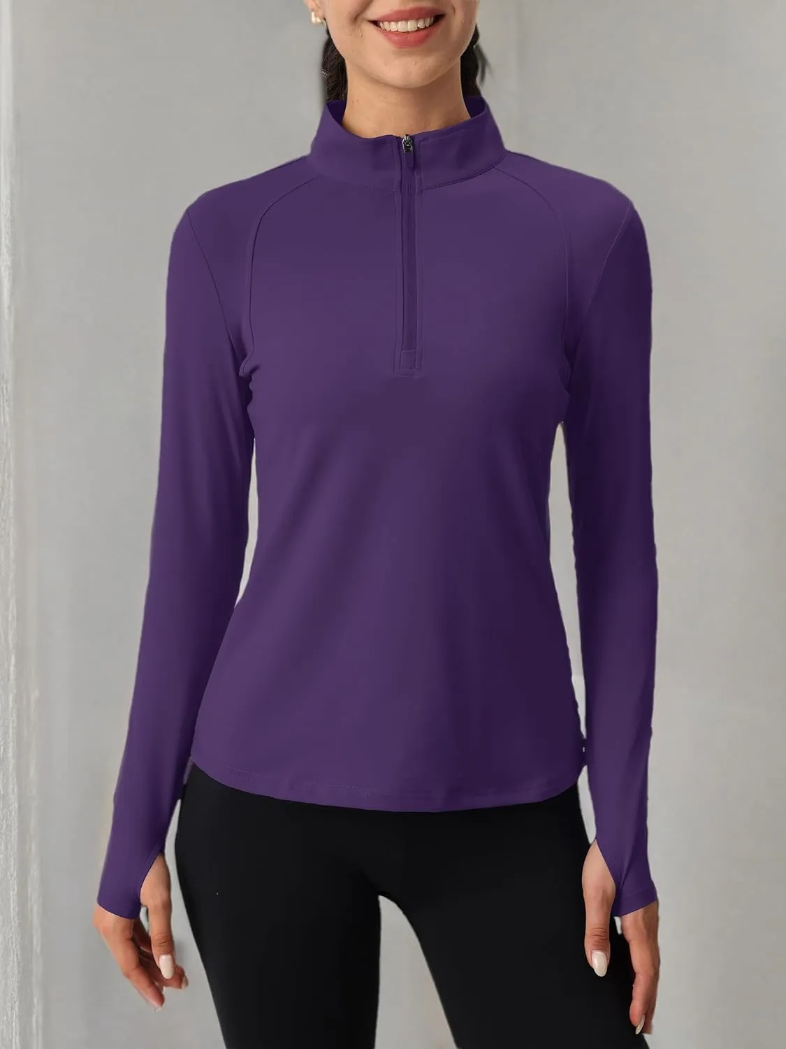MAGCOMSEN Womens 1/4 Quarter Zip Workout Pullover Thermal Running Jackets with Pockets Athletic Long Sleeve Shirts Base Layer