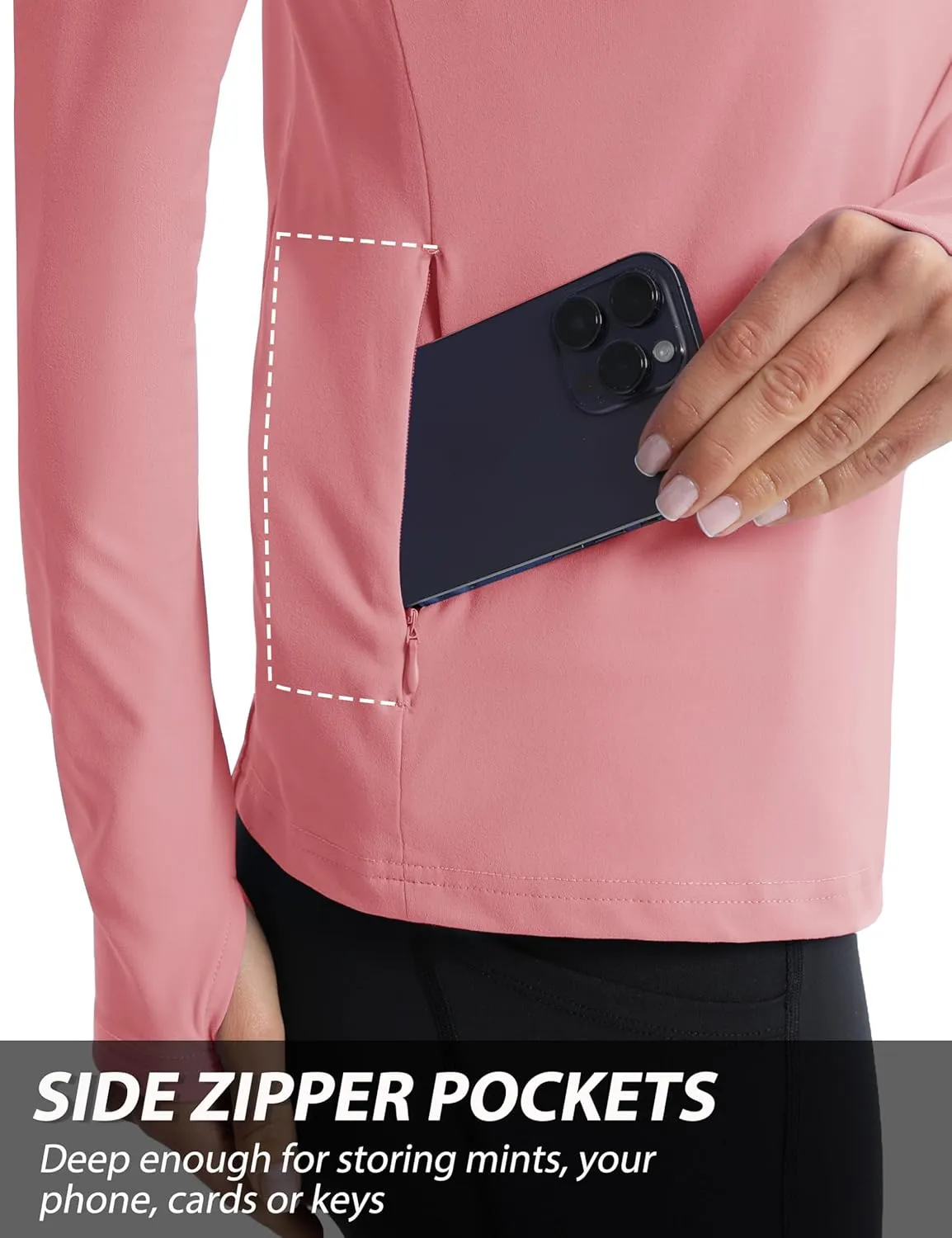 MAGCOMSEN Womens 1/4 Quarter Zip Workout Pullover Thermal Running Jackets with Pockets Athletic Long Sleeve Shirts Base Layer
