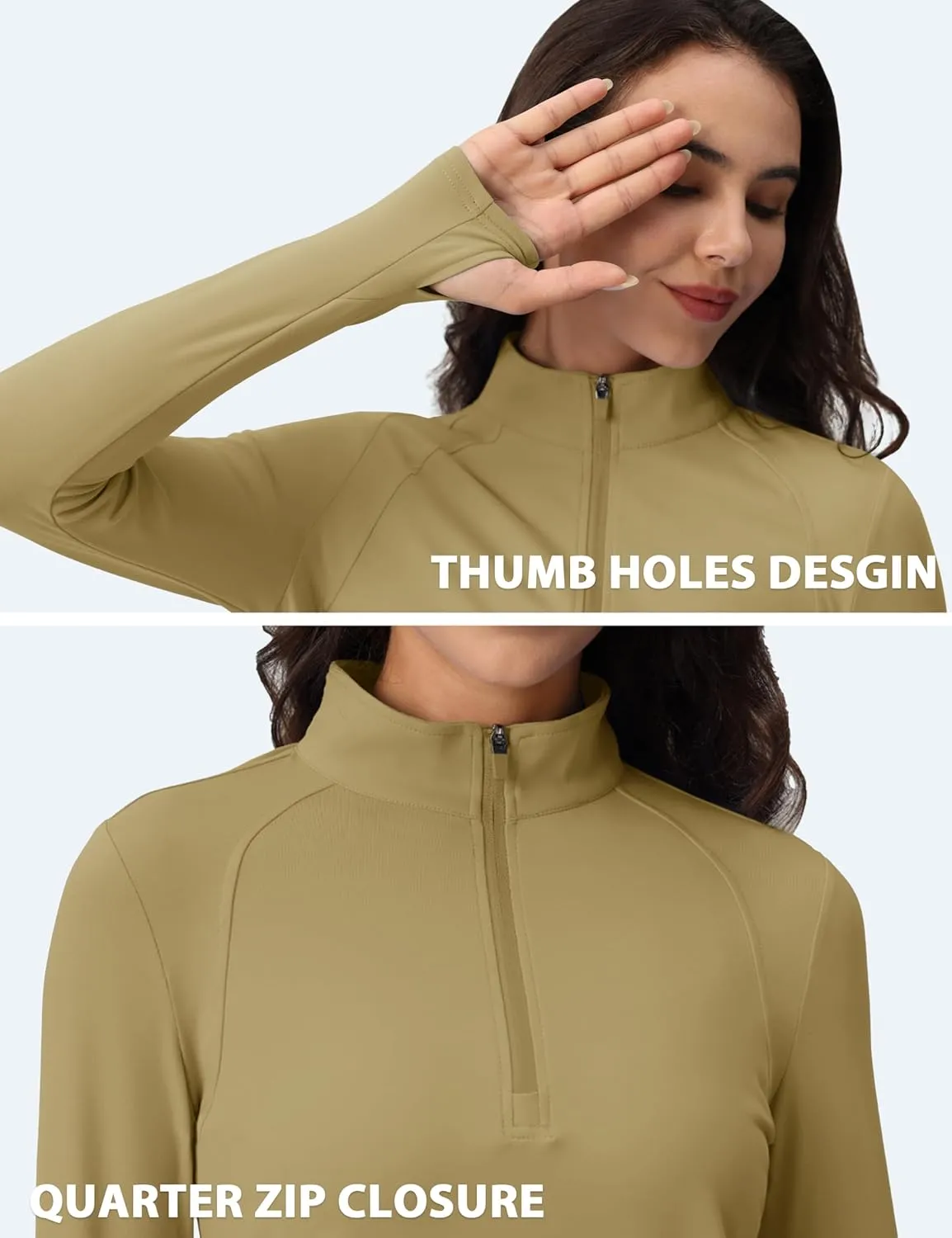 MAGCOMSEN Womens 1/4 Quarter Zip Workout Pullover Thermal Running Jackets with Pockets Athletic Long Sleeve Shirts Base Layer