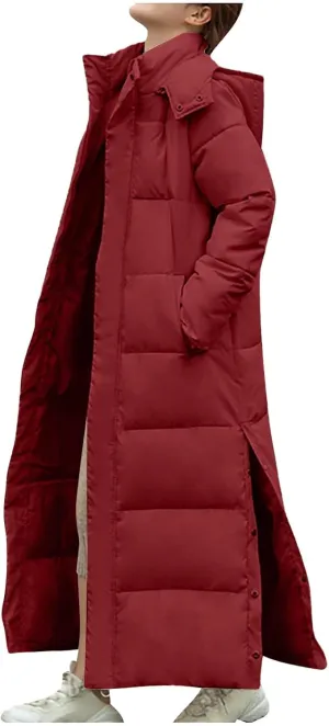 maisdgop Long Puffer Coat Women Ankle Length Parka Long down Jacket 2024 Thermal Puffer Trendy Jacket Thick Warm Outerwear