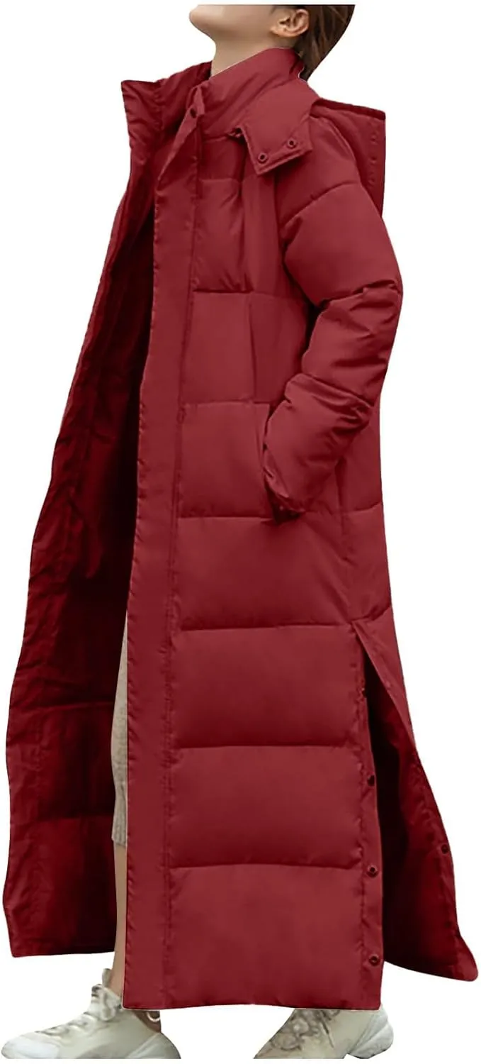 maisdgop Long Puffer Coat Women Ankle Length Parka Long down Jacket 2024 Thermal Puffer Trendy Jacket Thick Warm Outerwear