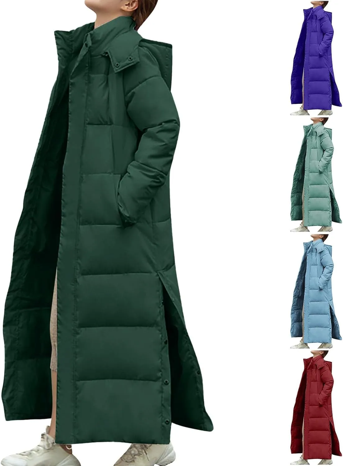 maisdgop Long Puffer Coat Women Ankle Length Parka Long down Jacket 2024 Thermal Puffer Trendy Jacket Thick Warm Outerwear