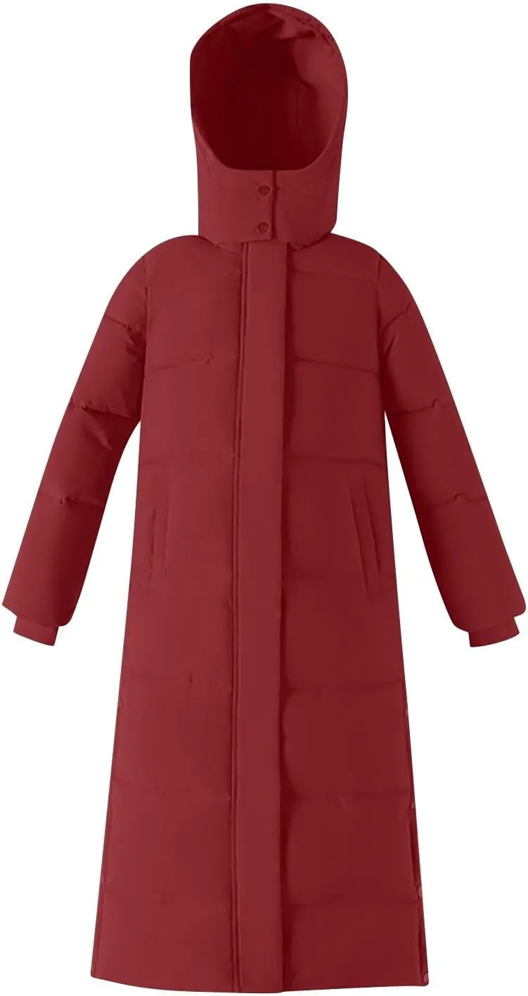 maisdgop Long Puffer Coat Women Ankle Length Parka Long down Jacket 2024 Thermal Puffer Trendy Jacket Thick Warm Outerwear