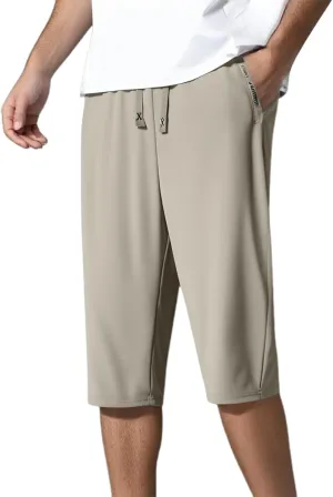 Men's 1/2 Shorts Summer Drawstring Elastic Waist Pockets Casual Leisure Style Sport Clothes Comfy Fashion Trousers