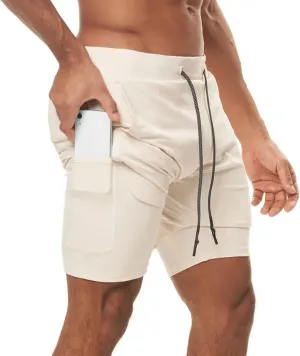 Men's 2-in-1 Running Shorts Quick Dry with Inner Compression Workout Gym Shorts