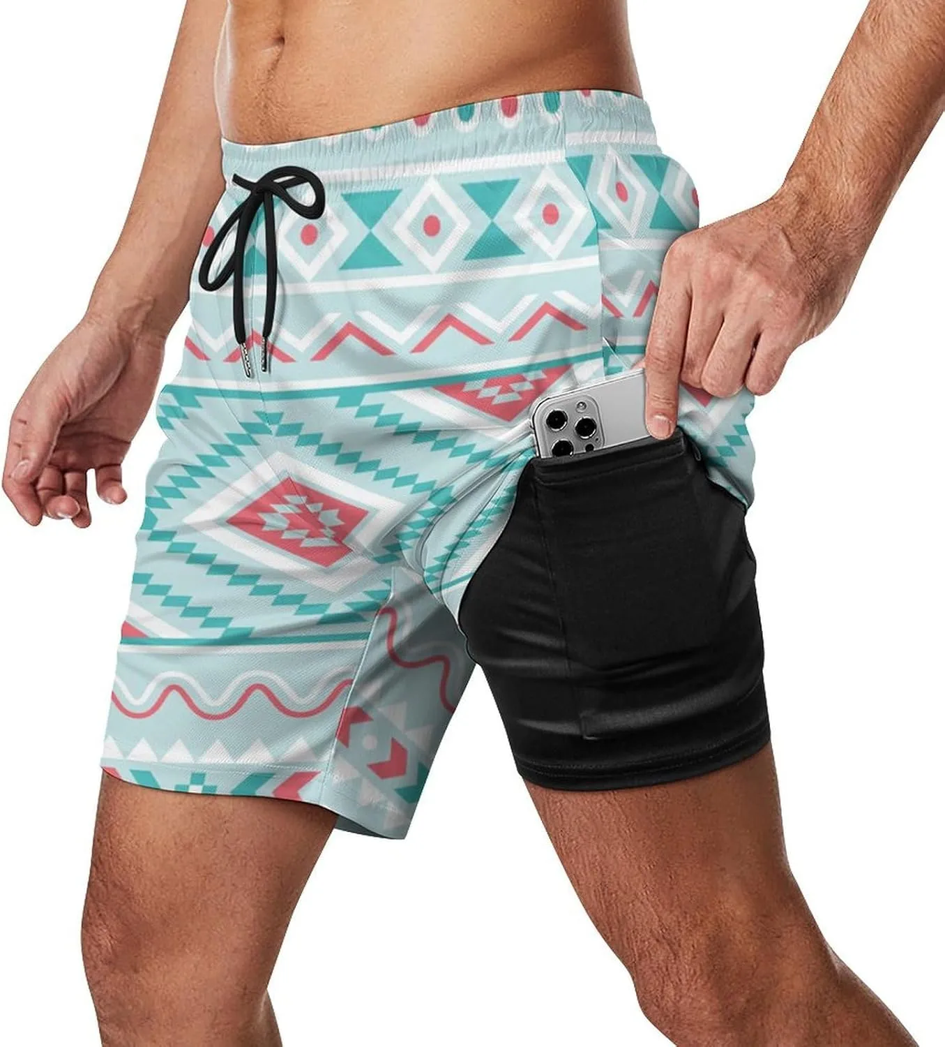 Men's 2 in 1 Running Shorts with Liner, Dry Fit Workout Shorts with Pockets