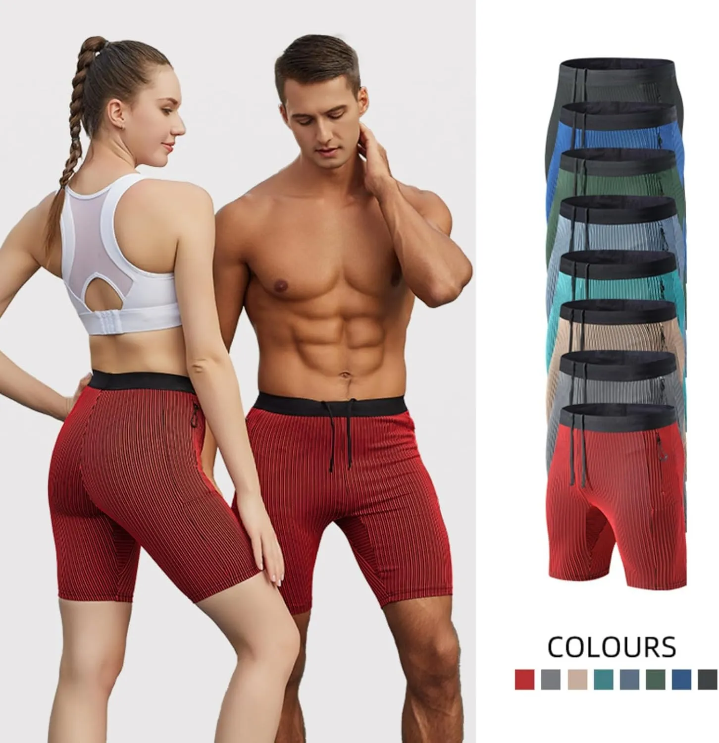 Men's 5" Running Shorts Quick Dry Elastic Athletic Workout Gym Shorts with Zipper Pockets