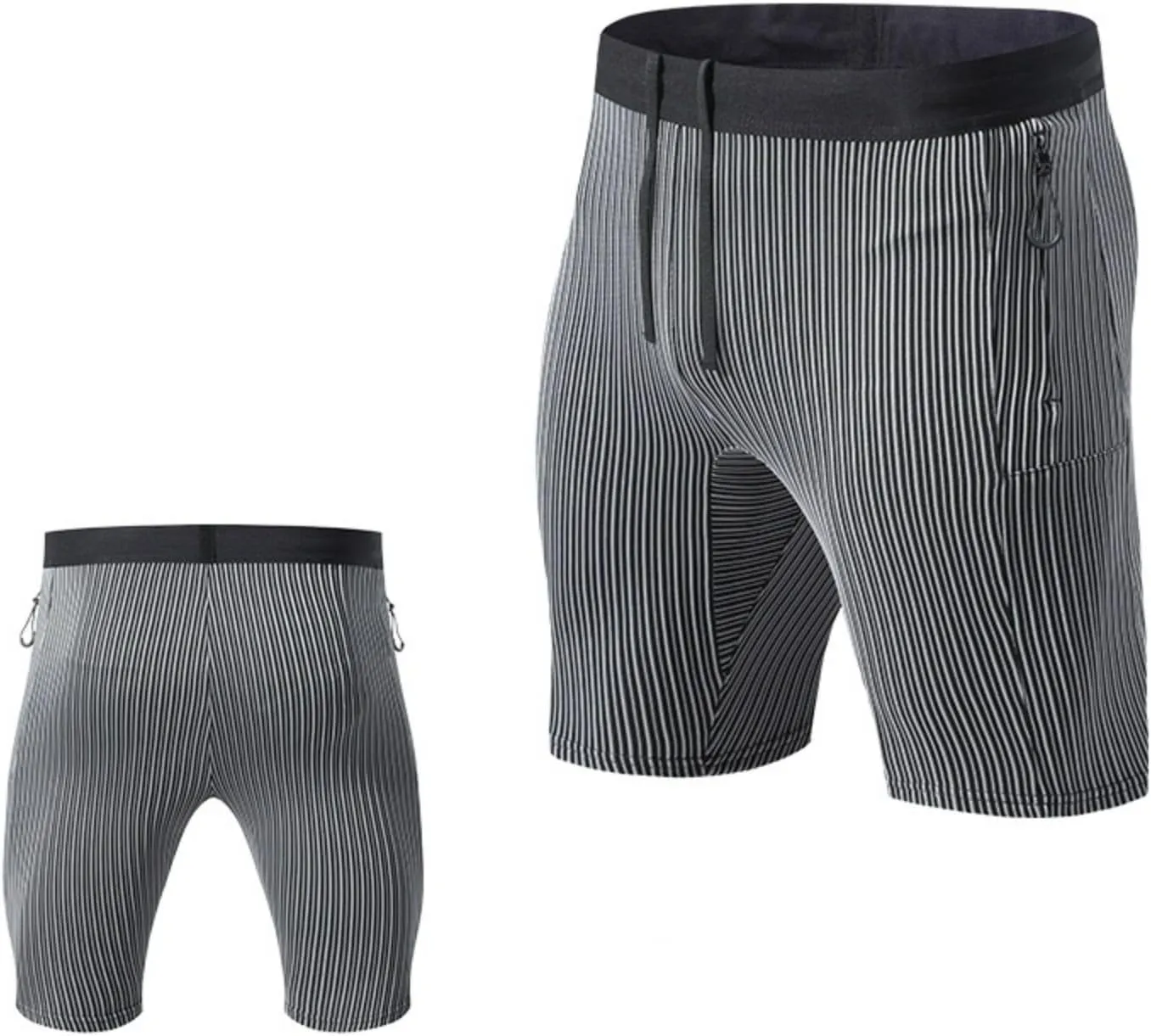 Men's 5" Running Shorts Quick Dry Elastic Athletic Workout Gym Shorts with Zipper Pockets