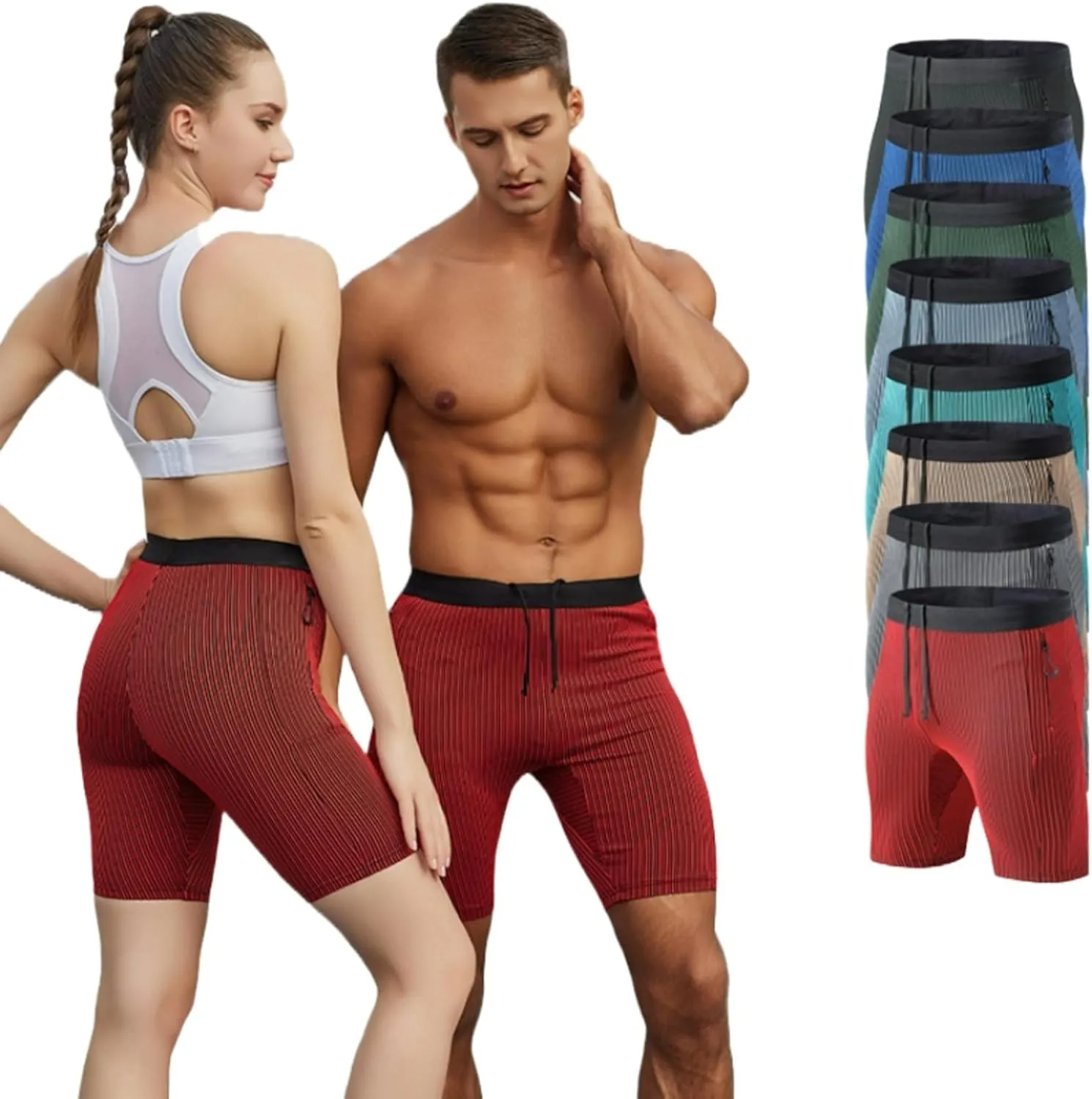 Men's 5" Running Shorts Quick Dry Elastic Athletic Workout Gym Shorts with Zipper Pockets