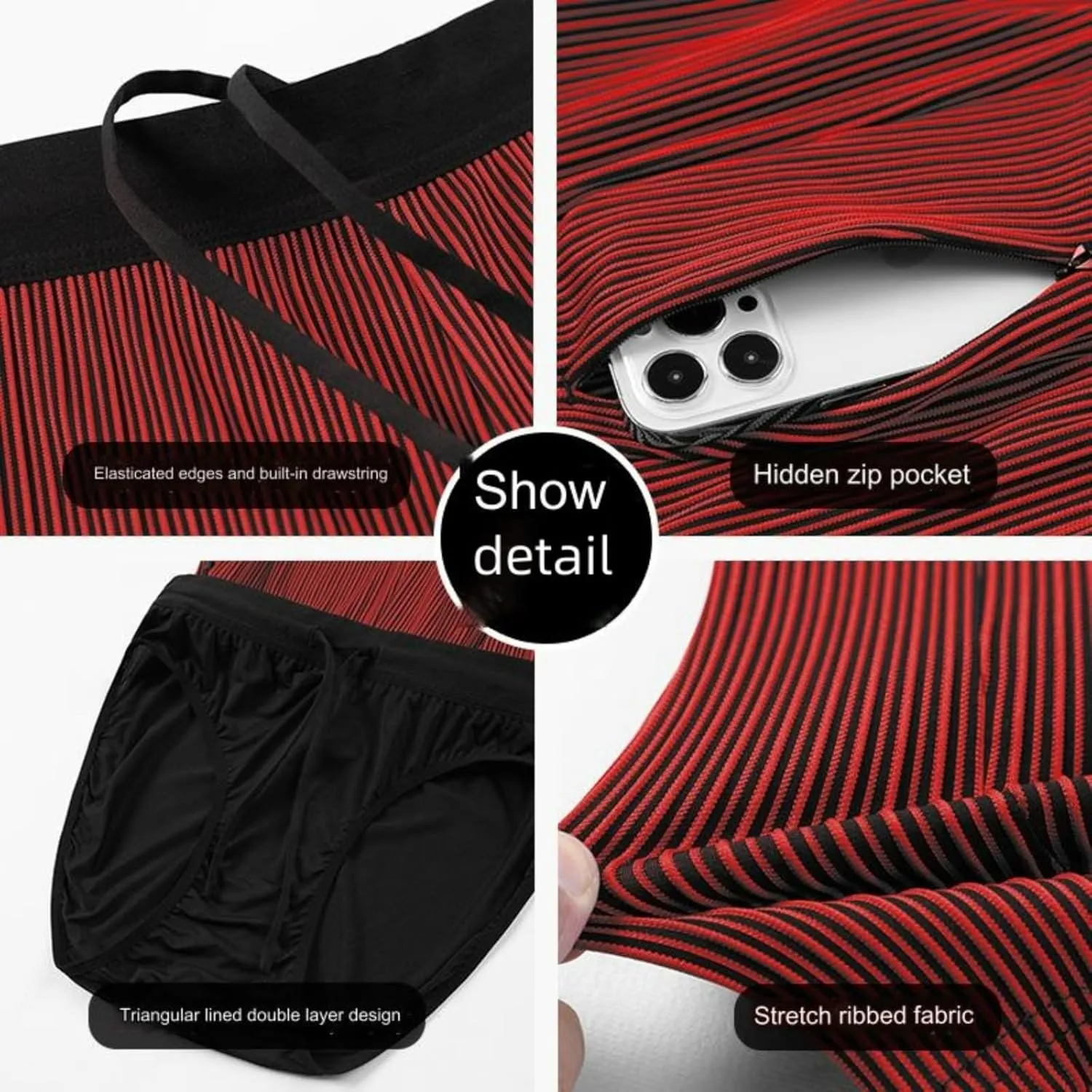 Men's 5" Running Shorts Quick Dry Elastic Athletic Workout Gym Shorts with Zipper Pockets