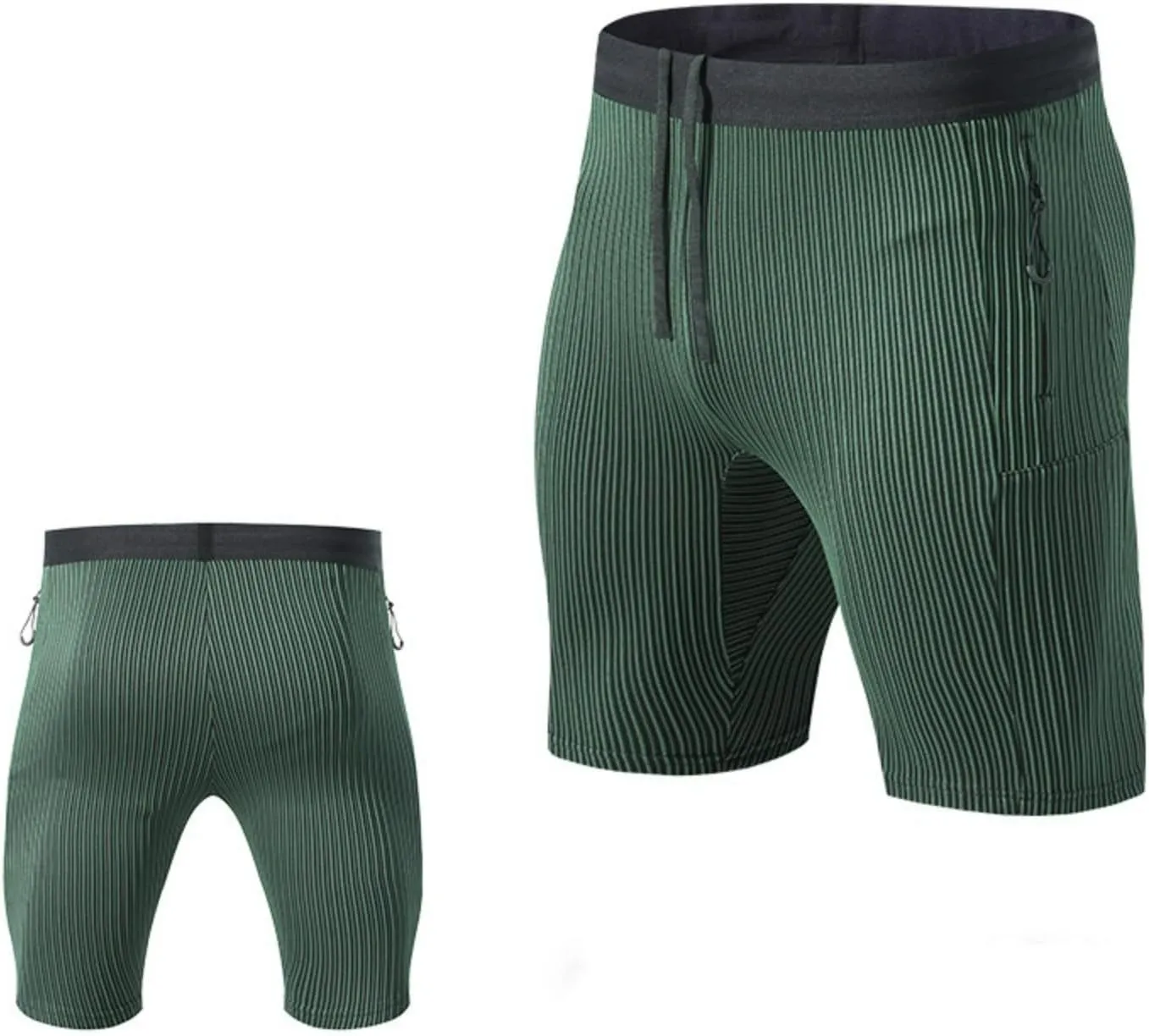 Men's 5" Running Shorts Quick Dry Elastic Athletic Workout Gym Shorts with Zipper Pockets