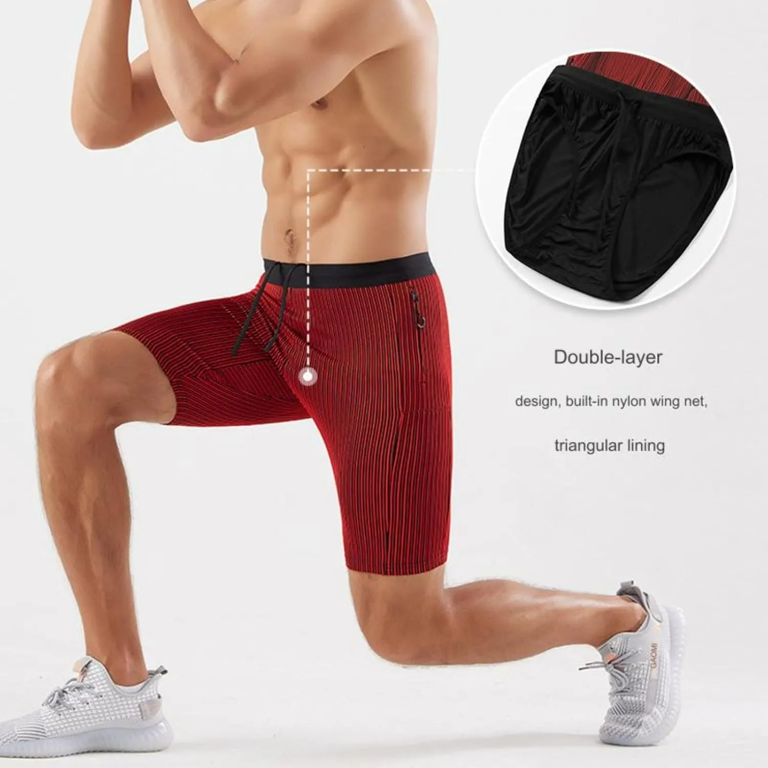 Men's 5" Running Shorts Quick Dry Elastic Athletic Workout Gym Shorts with Zipper Pockets