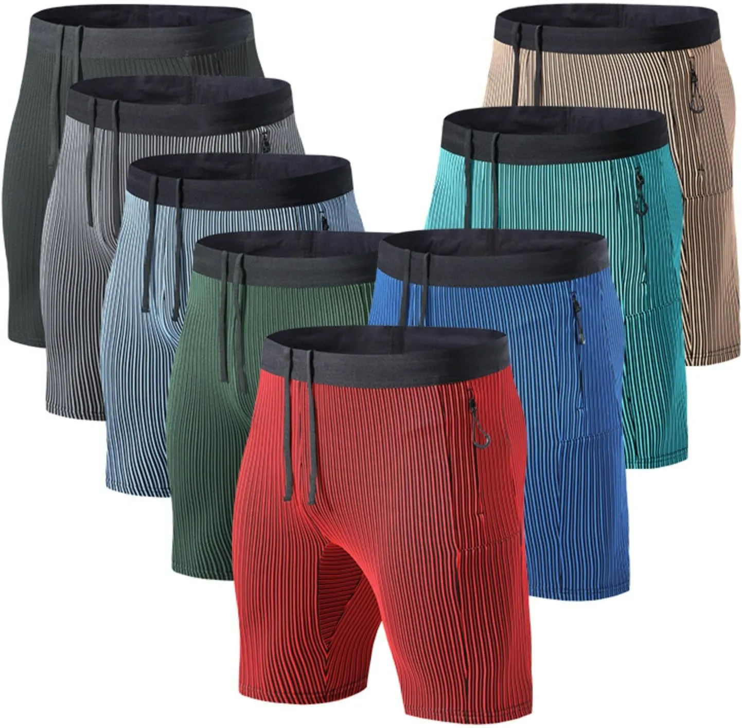 Men's 5" Running Shorts Quick Dry Elastic Athletic Workout Gym Shorts with Zipper Pockets