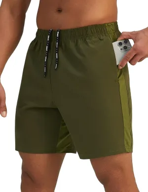 Mens 7'' Lightweight Athletic Shorts Quick Dry Gym Workout Running Shorts with Zipper Pockets