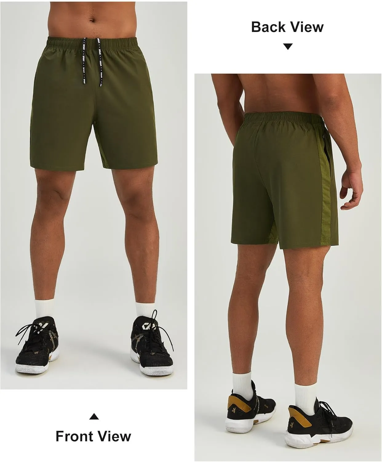 Mens 7'' Lightweight Athletic Shorts Quick Dry Gym Workout Running Shorts with Zipper Pockets