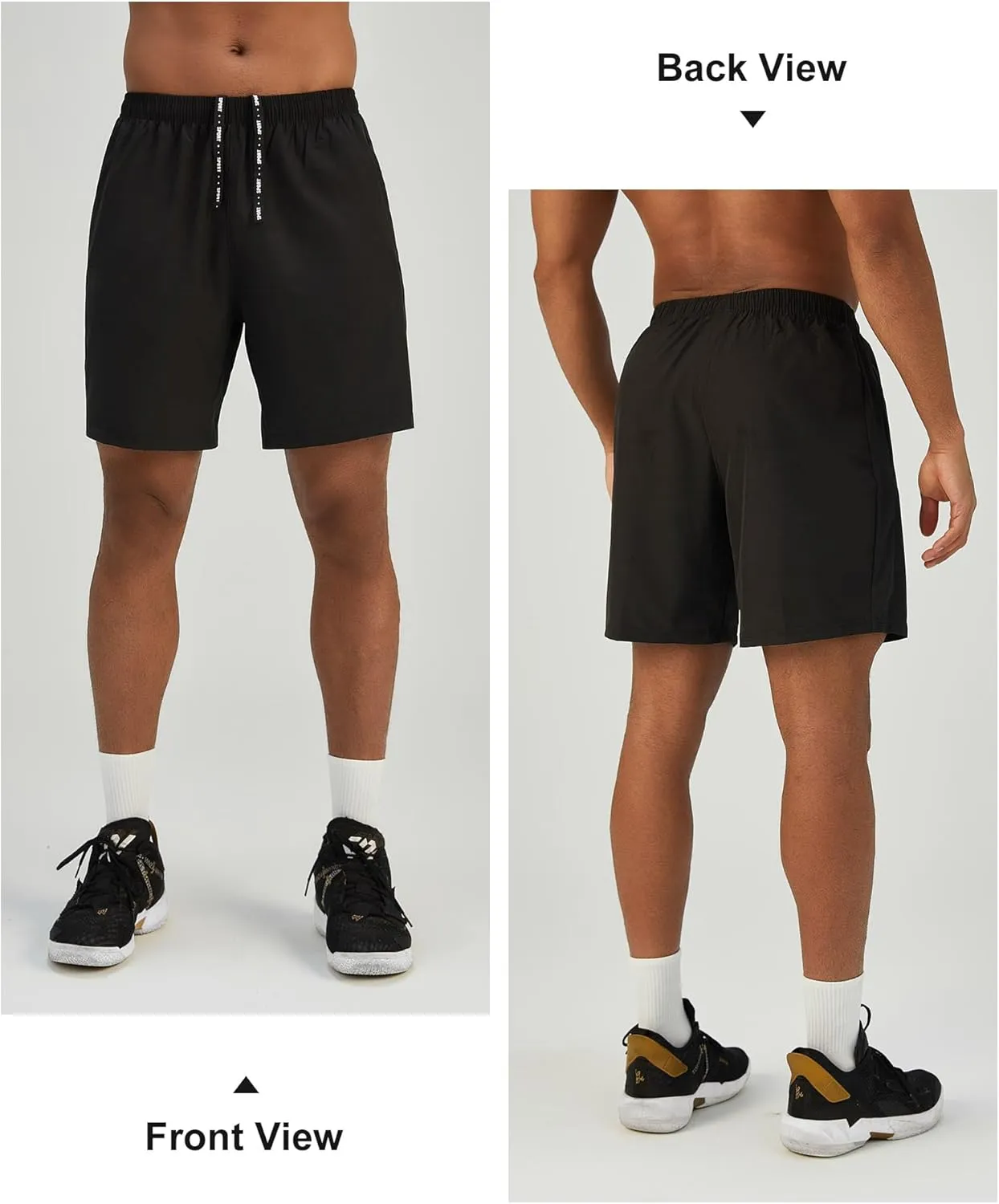 Mens 7'' Lightweight Athletic Shorts Quick Dry Gym Workout Running Shorts with Zipper Pockets