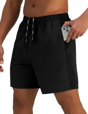Mens 7'' Lightweight Athletic Shorts Quick Dry Gym Workout Running Shorts with Zipper Pockets