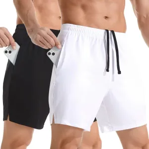 Men's 7" Athletic Running Shorts Lightweight Quick Dry Gym Workout Shorts with Zipper Pockets