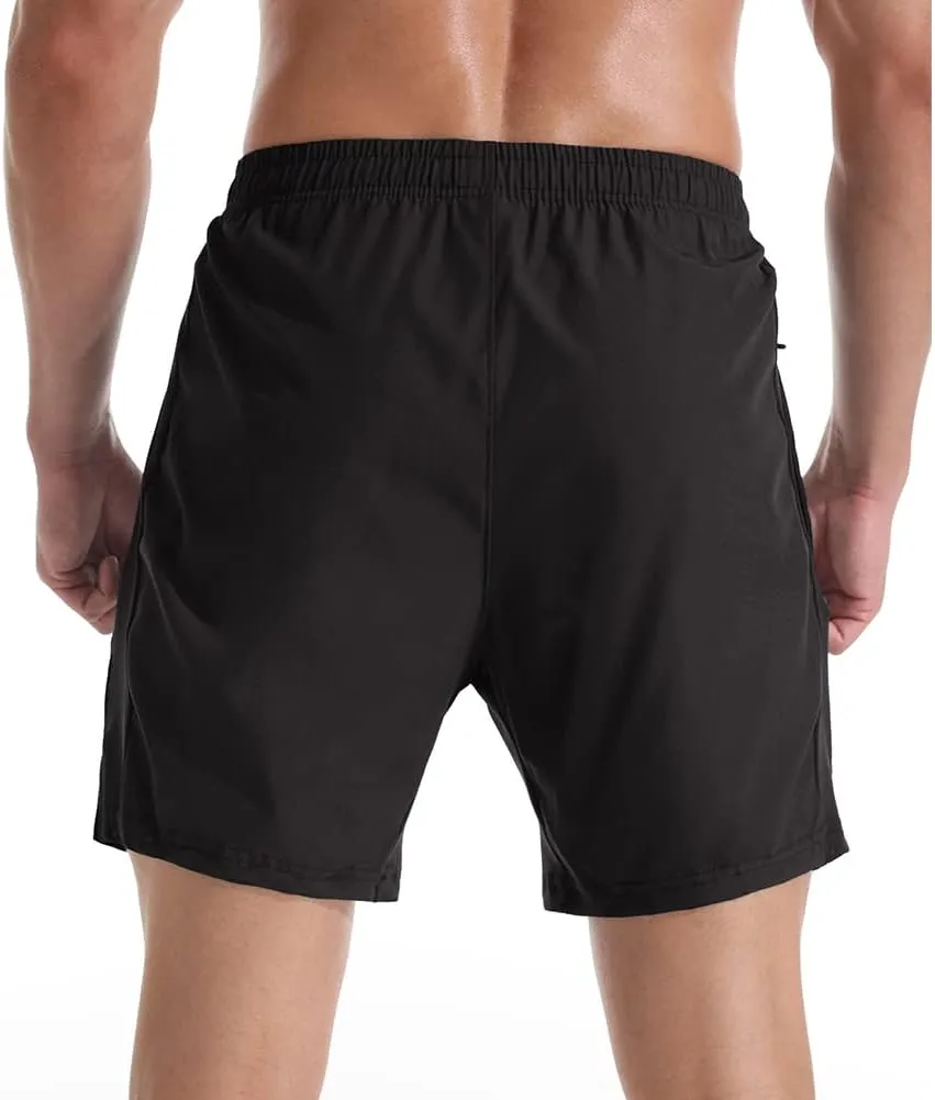 Men's 7" Athletic Running Shorts Lightweight Quick Dry Gym Workout Shorts with Zipper Pockets