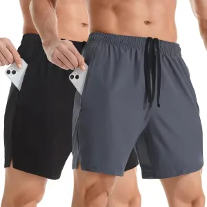 Men's 7" Athletic Running Shorts Lightweight Quick Dry Gym Workout Shorts with Zipper Pockets