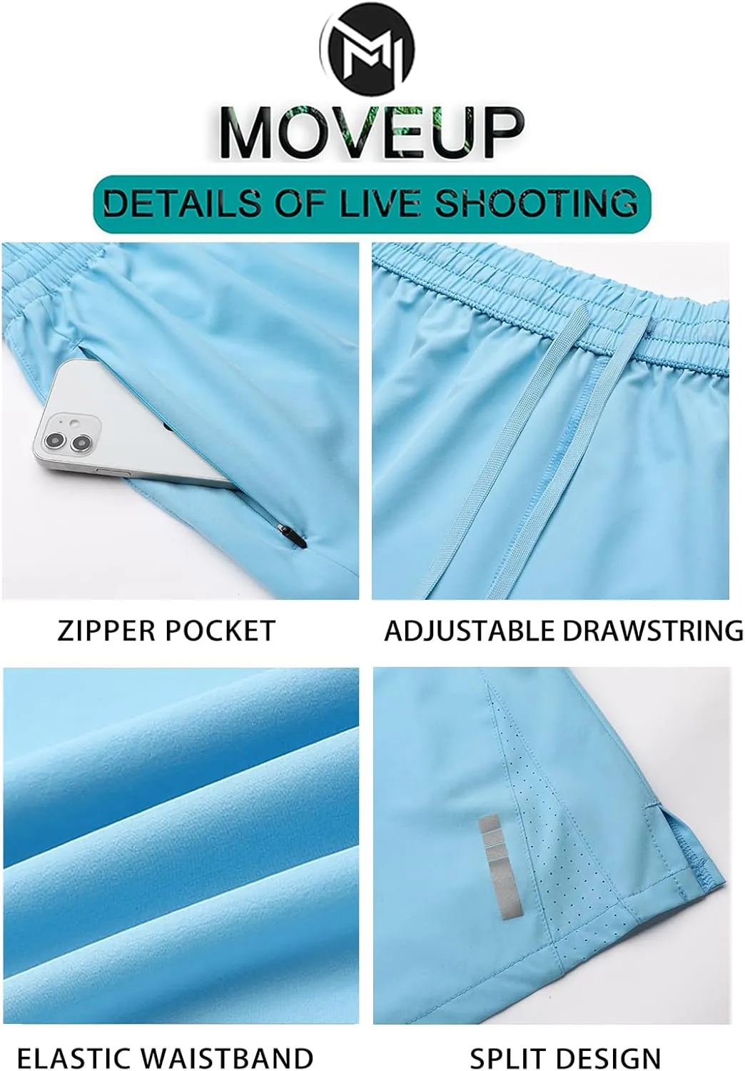 Men's Athletic Running Shorts Quick Dry Workout Shorts Lightweight Sports Gym Basketball Shorts Hiking