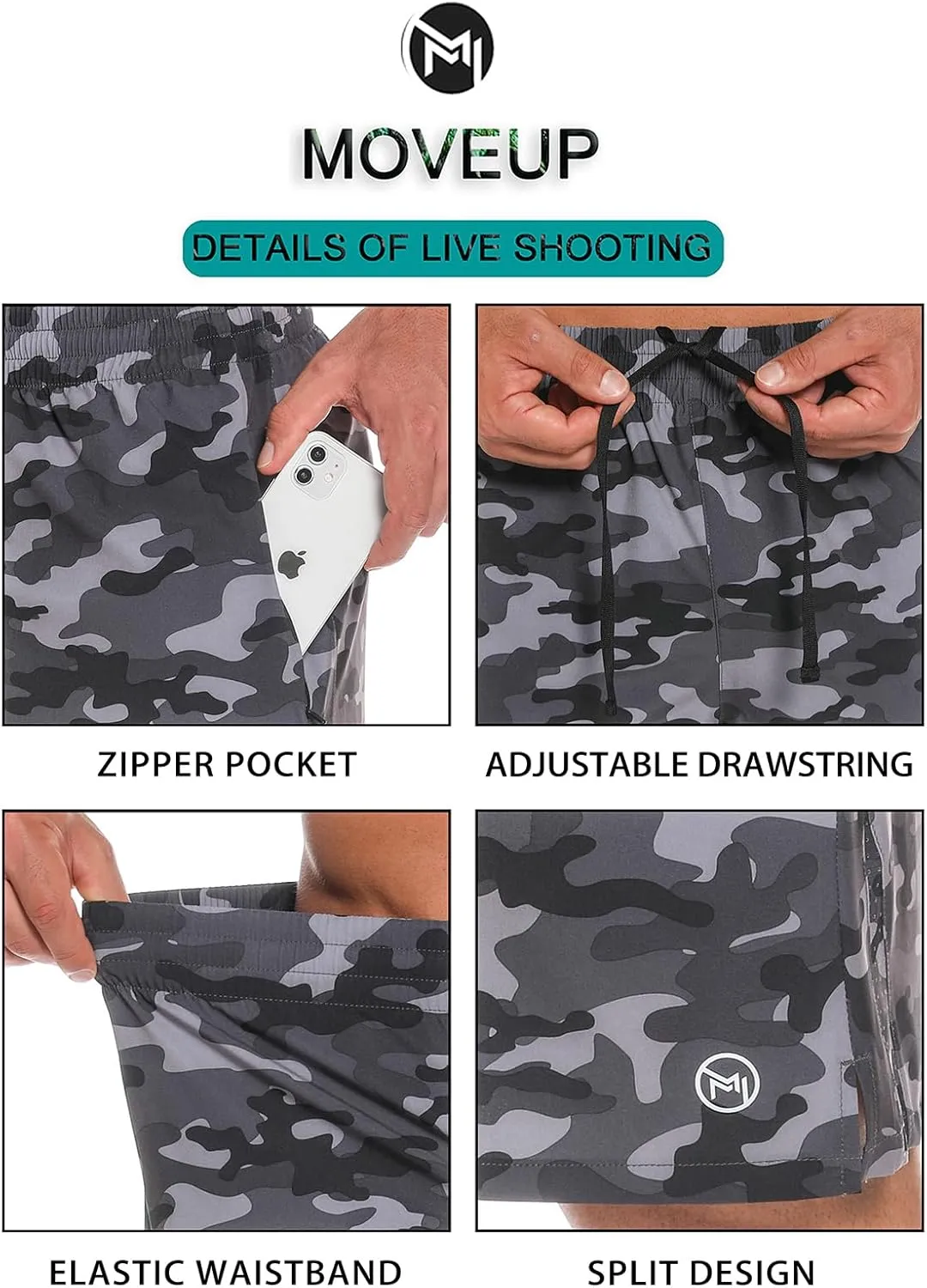 Men's Athletic Running Shorts Quick Dry Workout Shorts Lightweight Sports Gym Basketball Shorts Hiking