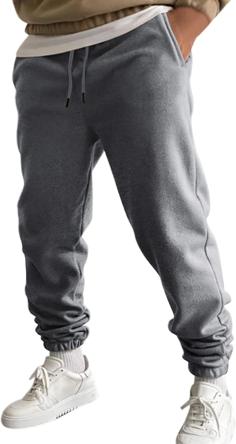Mens Autumn and Winter High Street Fashion Leisure Loose Sports Running Solid Color Lace Up Pants Sweater Pants