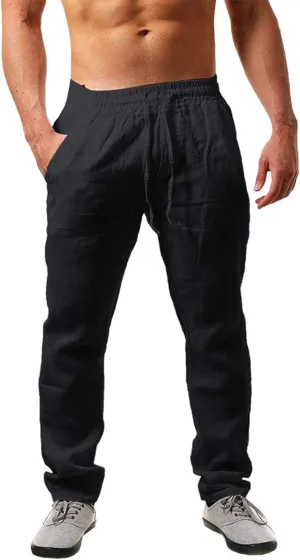 Mens Baggy Sweatpants Comfy Casual Pants Lightweight Vacation Wear Elastic Drawstring Mid Waist Yoga Trousers Slacks
