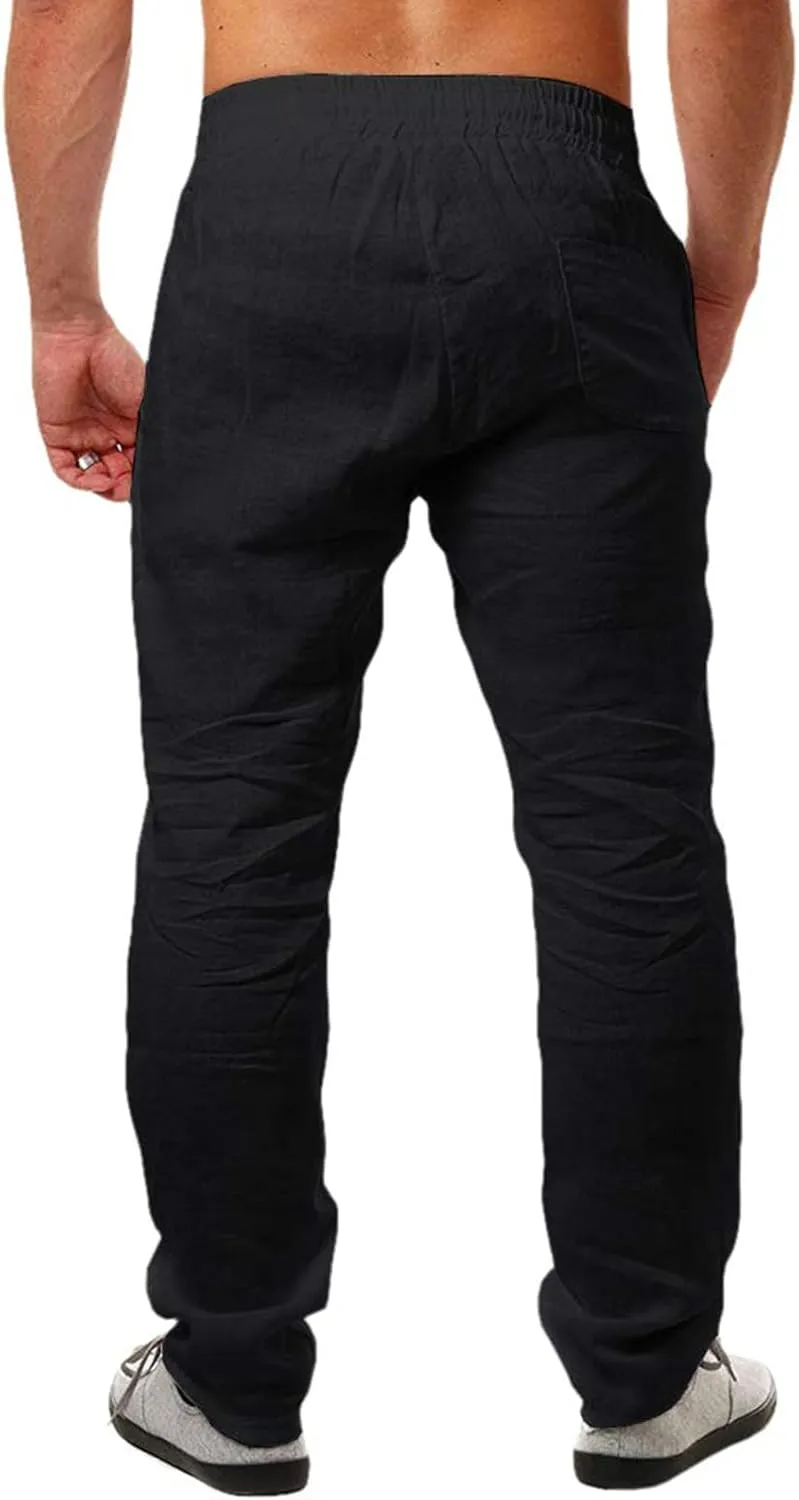 Mens Baggy Sweatpants Comfy Casual Pants Lightweight Vacation Wear Elastic Drawstring Mid Waist Yoga Trousers Slacks