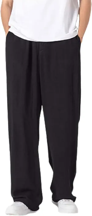 Men's Baggy Wide Leg Pants Summer Elastic Waist Trendy Casual Leisure Style Elasticity Comfy Fashion Trousers