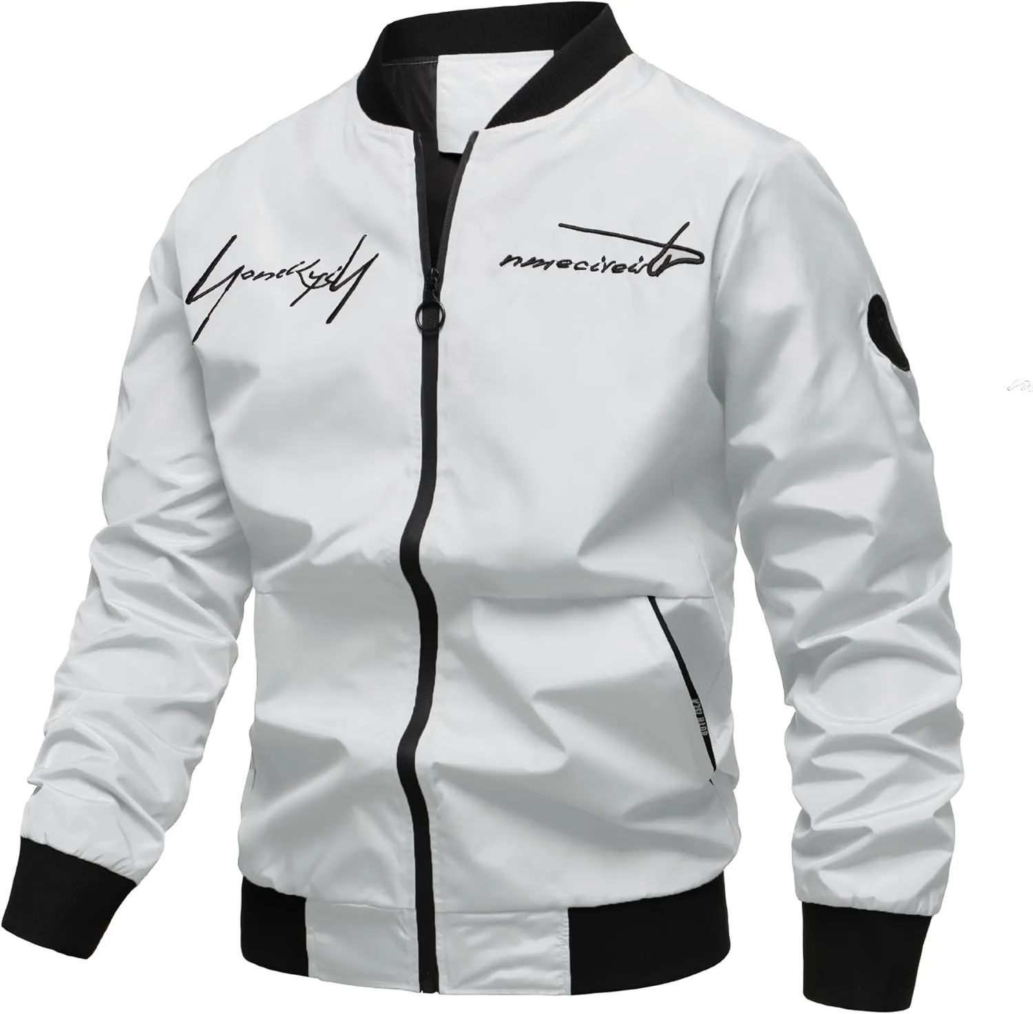 Men's Bomber Jacket Fashion Stylish Lightweight Windbreaker Casual Spring Fall Jackets for Men with Pockets