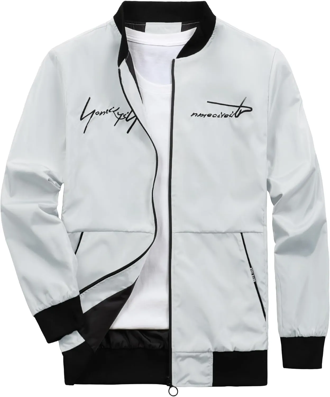 Men's Bomber Jacket Fashion Stylish Lightweight Windbreaker Casual Spring Fall Jackets for Men with Pockets