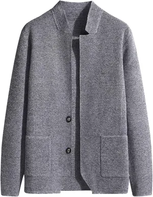 Mens Cardigan Sweater Men Stripped Print Stand Collar Cardigan Button Down Long Lightweight Knit Sweater