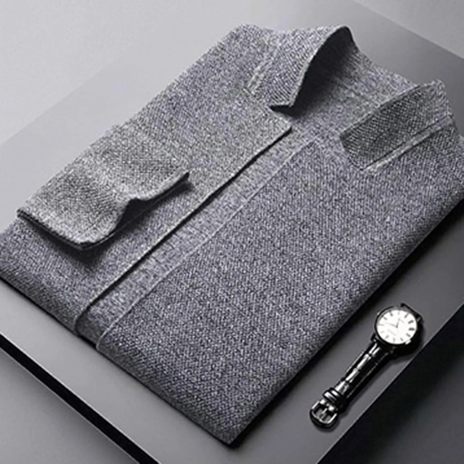 Mens Cardigan Sweater Men Stripped Print Stand Collar Cardigan Button Down Long Lightweight Knit Sweater