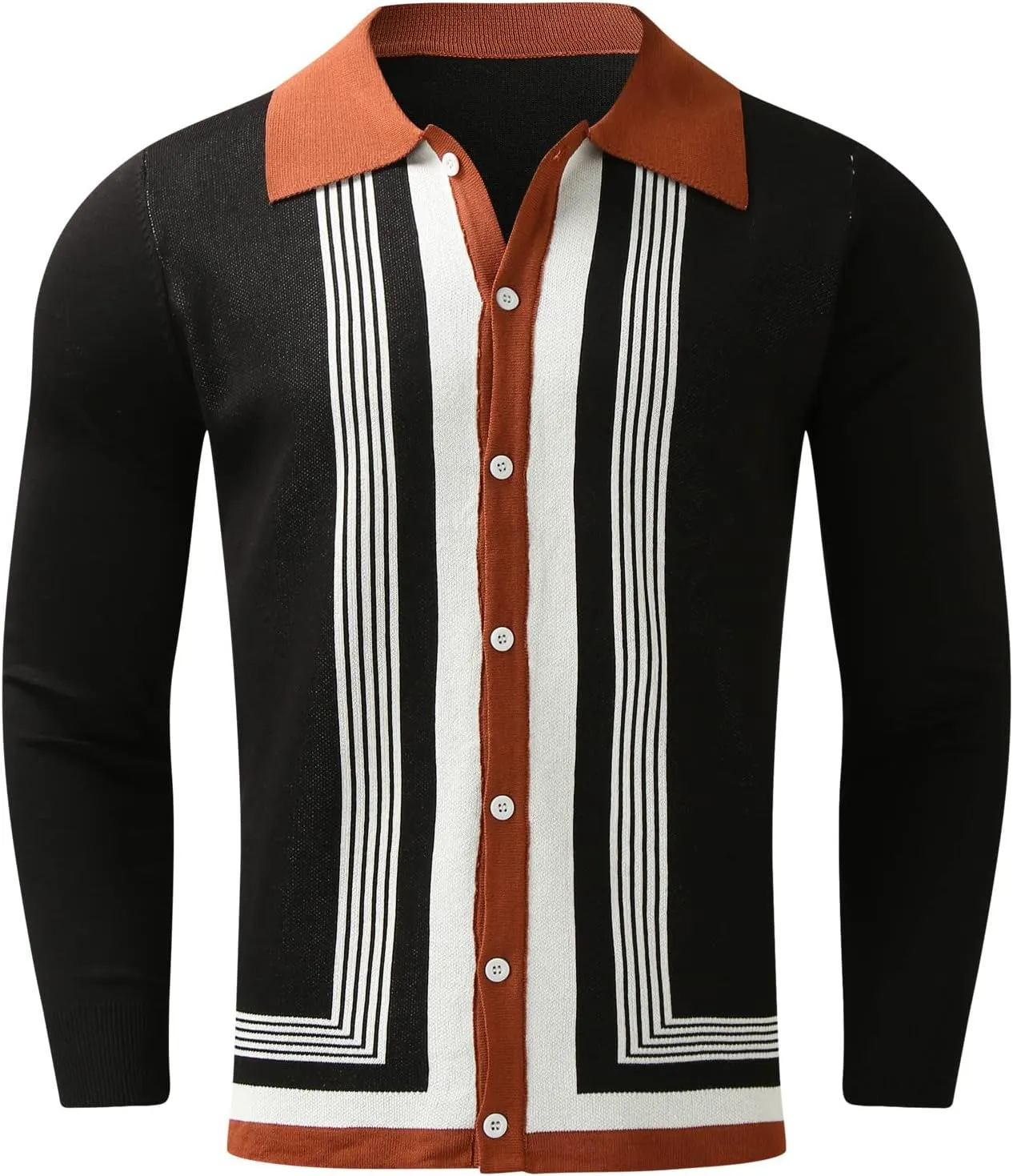 Mens Cardigan Sweater Men's Stripped Button Down Sweater Single-Breasted V-Neck Knitted Cardigans Coat