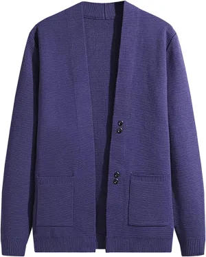 Mens Cardigan Sweater Men's Wool Blended Cardigan Sweaters V Neck Button Down Cardigans with Pockets