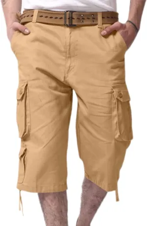 Mens Cargo 3/4 Pants Plus Size Soft Stretchy Outdoor Drawstring Work Pants Quick Dry Capri Pants Trousers for Gym