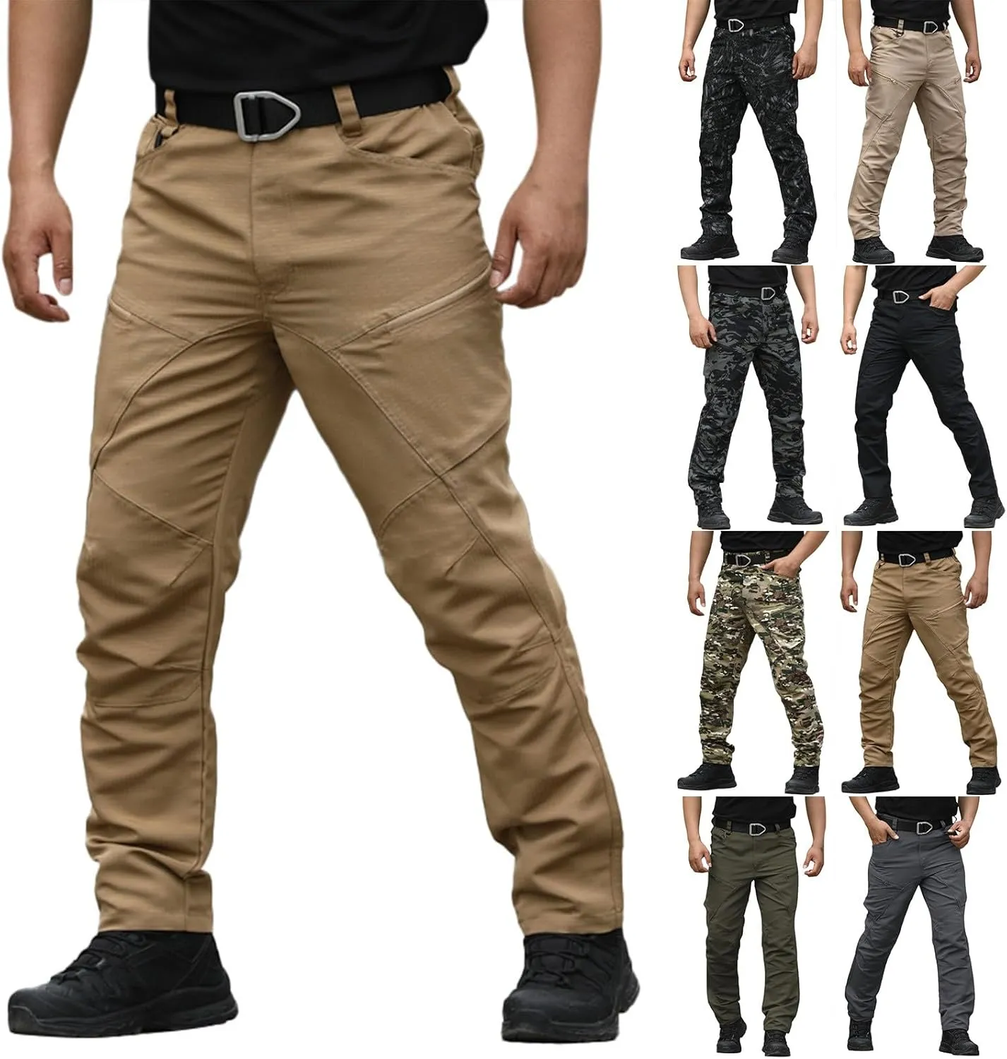 Mens Cargo Pants 2024 Tactical Pants Baggy Outdoor Waterproof Hiking Work Pants Stretch Multi Pockets Casual Overalls