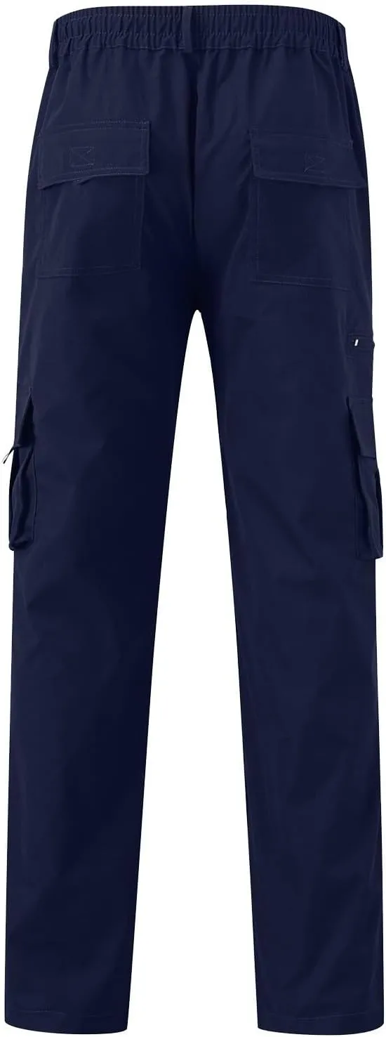 Mens Cargo Pants Big and Tall Elastic Waist Loose Fit Sweatpants Casual Lightweight Stretch Straight Leg Joggers with Pockets